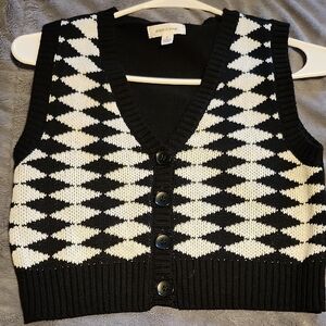 Black and White Knit Vest